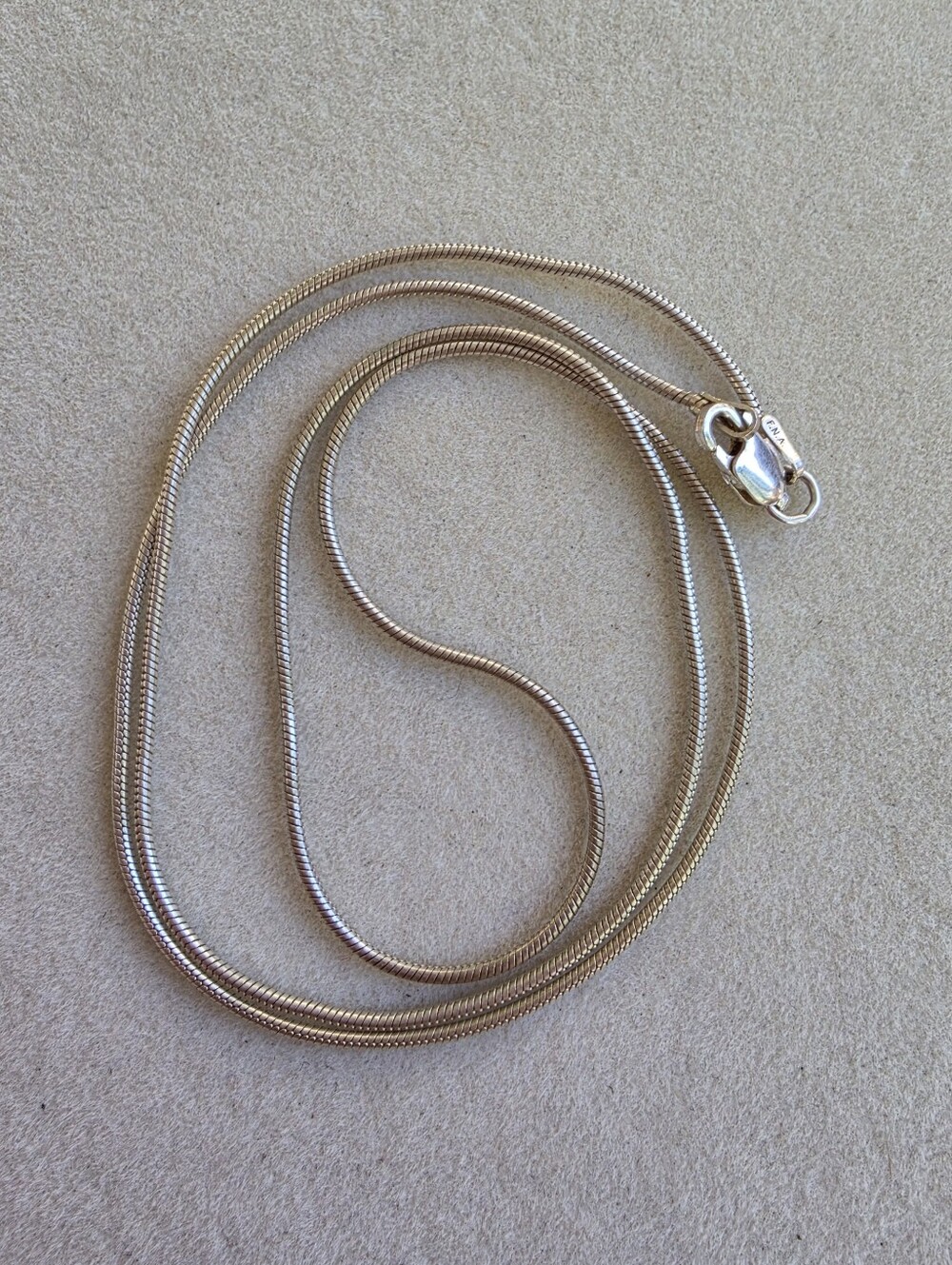 20" Italian Sterling Silver Snake Chain Necklace • 5.48g